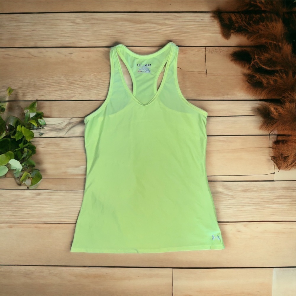 Women’s Under Armour Heat Gear Yellow Tank Top—logo Sz M-Like New​​​​​ - Picture 7 of 13